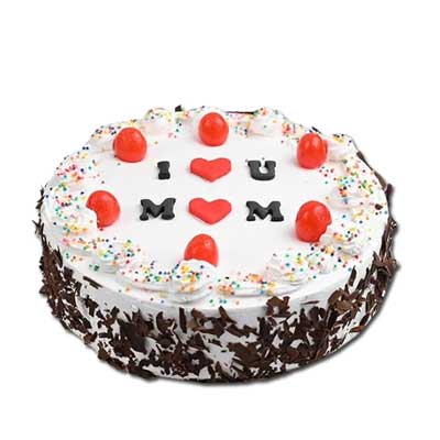 "Round shape Chocolate Cake -500 Gms (Exotica), 12 mixed roses basket - Click here to View more details about this Product